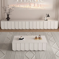 Ensemble meuble TV et table basse moderne et épuré pour petits appartements, design raffiné, meuble d'appoint sur pied