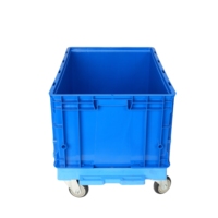 Lot de 2 bacs de rangement pliables en plastique noir de 30 L avec couvercle, empilables, pour usage général, vente en gros