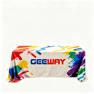 Copertura per Tavolo da Fiera Personalizzata con Logo, Stampa a Colori Completa, Sublimazione, Ecologica, Ignifuga, Impermeabile in Poliestere per Esposizioni - Product Image 1
