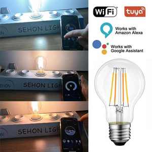 A60 <span class=keywords><strong>Wifi</strong></span> Tuya Ewelink Điều Khiển Có Thể Điều Chỉnh Độ Sáng 6W <span class=keywords><strong>LED</strong></span> <span class=keywords><strong>Wifi</strong></span> Bóng Đèn Dây Tóc Thông Minh 2700K = 6500K Từ Sehon - Product Image 5