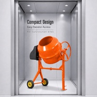 Bétonnière électrique portable mini, mélangeur de ciment et de mortier mobile avec roues pour la maison et les petits chantiers de construction