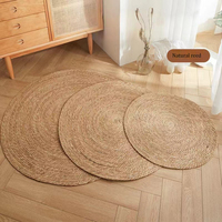 Tapis faits main Jut, tapis décoratifs en herbe naturelle, tapis de style japonais en forme ronde, tapis en roseau Tatami pour l'été