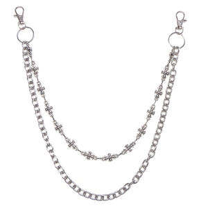 Double Layer Metal Pants <b>Chain</b> With <b>Cross</b> Hip Hop Denim Waist <b>Chain</b> Tibetan Silver White K Handmade Fashion Accessory - Product Image 5