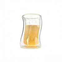 Nouvelle conception de tasse en verre à double paroi, résistante à la chaleur, pour l'eau, le café, le lait