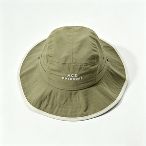 Sombrero de Pescador Verde Oliva de Secado Rápido, 100% Poliéster, con Borde Blanco, Bordado ACE OUTDOORS, Protección UV UPF50, Venta al Por Mayor - Product Image 2