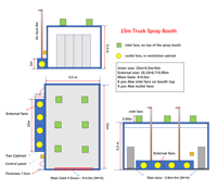 Cabine de peinture pour camions et bus sur mesure de 12m à 18m, grande salle de peinture électrique/diesel pour camions