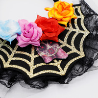 Serre-tête d'Halloween en plastique, motif fantôme, toile d'araignée en dentelle, fleur et crâne, pour fête du Jour des Morts mexicain, fabriqué en Chine