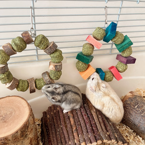 Jouet pour Hamster, Cochon d'Inde, Lapin – Écologique, Vert, Classique, 0,5 kg – Friandise, Jouet à Mâcher, Anneau Décoratif, Boule d'Herbe, Bâton de Bois de Pomme - Product Image 4