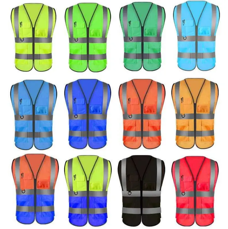 EN471/ENISO 20471 High Visibility Reflective Safety Vest Construction Security Safety Jacket With Pockets