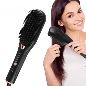 2 in 1 Portable Hair Straightener Hot Air Brush Cordless Hair Straightener Brush Hot Comb Hair Straightener