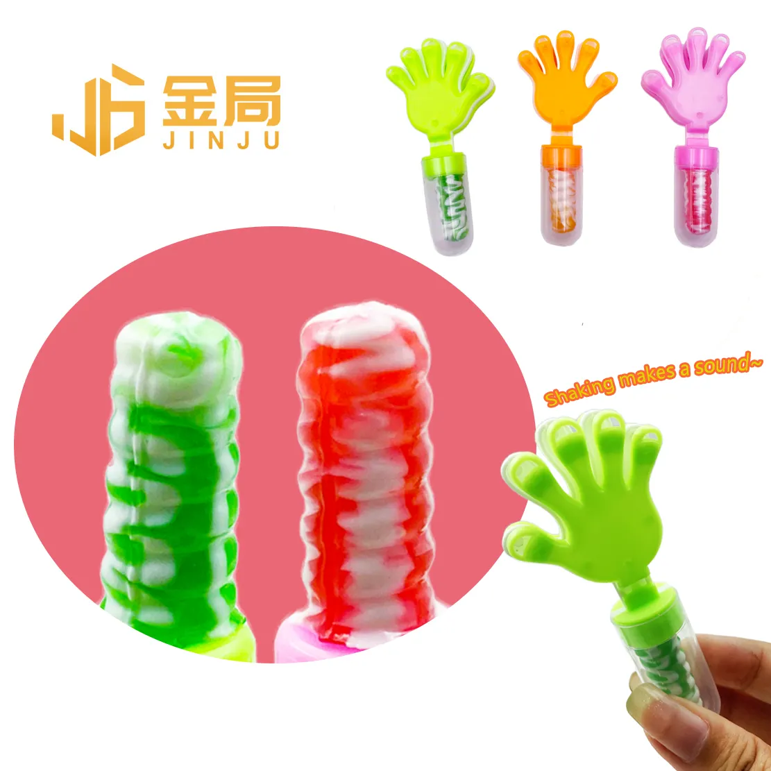 थोक चीन कैंडी प्लास्टिक बच्चों हाथ क्लैप कैंडी खिलौने नवीनता मीठे क्लैप हैंड लॉलीपॉप