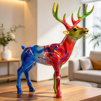 Sculpture de cerf artisanale de luxe en résine, décoration de sol, ornement fluorescent coloré personnalisé, décoration intérieure, fourniture d'usine