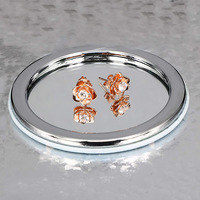 Boucles d'oreilles clous minimalistes en argent sterling 925 plaqué rhodium avec zircon cubique motif fleur rose pour femme