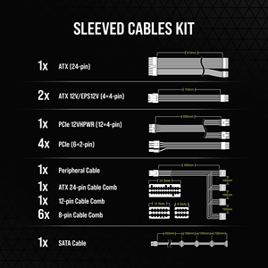 Kit de câbles <span class=keywords><strong>RM1000X</strong></span> Shift Premium Sleeved Type-5 Pro Blanc/Noir 24 broches 80+Gold PSU Stock Alimentation pour PC de bureau Gaming - Product Image 6