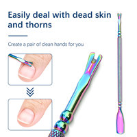 Nouvel outil de manucure double tête en acier inoxydable pour repousser les cuticules et le vernis, lime à ongles en titane, outil de dépose des ongles