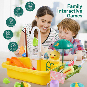 Évier de cuisine pour enfants avec système de circulation d'eau automatique, ensemble de jeu d'imitation pour le lavage de la vaisselle, jeu de rôle pour les tout-petits - Product Image 4