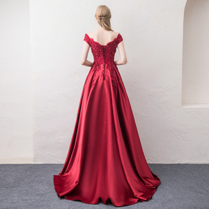 Off The Shoulder Burgundy Toast <b>Dress</b> Empire Waist <b>A</b> <b>Line</b> Evening Gown For Weddings Engagements Banquets - Product Image 3