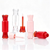 Offre Spéciale – Emballage Cosmétique Personnalisé – Tubes de Brillant à Lèvres en Forme de Bonbon 8ML Couleurs Assorties – Tubes de Rouge à Lèvres Vides Transparents/Rose/Rouge