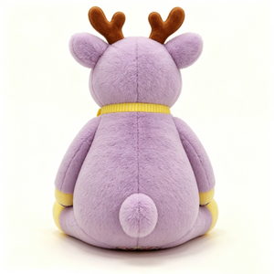 Oso de Peluche Personalizado de Reno Morado, Peluche Suave con Astas, Lazo Amarillo y Patas con Puntos de Colores - Product Image 3