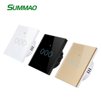 Saklar WiFi Alexa dan Google, sakelar cerdas lampu LED Panel kaca sentuh OEM pengiriman cepat