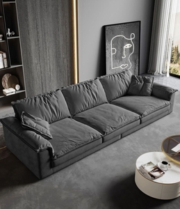Grand canapé d'angle moderne pour trois <span class=keywords><strong>personnes</strong></span> simple rangée droite avec chaise longue imperméable en cuir PU éponge en tissu pour salon - Product Image 5