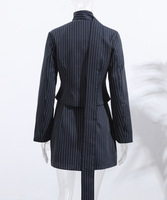 Ensemble chic pour femmes, veste à manches longues à rayures et col en V, jupe mini sexy taille haute, ensemble décontracté pour femme de bureau, élégant, 2 pièces, costume pour femmes