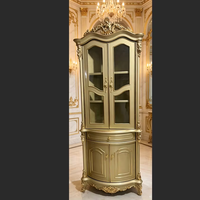 Armoire d'angle en bois massif de style européen haut de gamme pour salon avec design triangulaire et rangement - F020