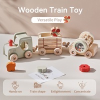 Blocs de train roulants en bois épaissi à coins arrondis, faits à la main, pour l'entraînement des habiletés manuelles des enfants d'âge préscolaire, jouet Montessori