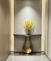 Table console moderne de luxe en pierre naturelle, table d'appoint murale artistique pour entrée, idéale pour villa, hôtel et salon
