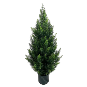 Arbre artificiel de 3 pieds, 4 pieds, 5 pieds, arbres artificiels en cèdre, arbustes résistants aux UV, faux arbustes en pot pour la décoration intérieure et extérieure - Product Image 2