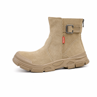 Chaussures de sécurité montantes AIMVVSEC pour hommes, avec embout en acier, antidérapantes, anti-perforation, bottes de travail pour la construction, tige en cuir, collection automne