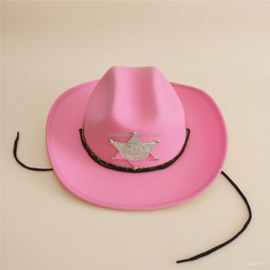 Western Sheriff Ster Cowboyhoed Met Geel Vilt Voor Feest En Feestelijke Decoraties - Product Image 6