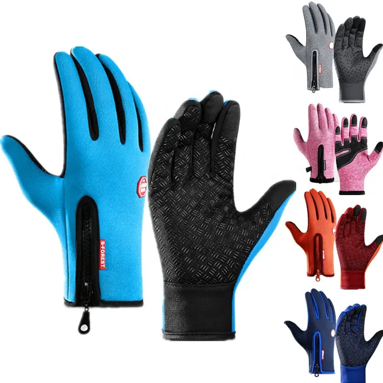 Oem Logo Custom Touchscreen Winter Waterproof Windproof Riding Motorcycle Hiking Full Finger Warm Fleece Cycling Gloves Glove