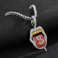 Pendentif Crâne Entièrement Sertie de Diamants Lickitone Dollar Plaqué Or, Design Créatif Simple Rétro Style Hip Hop Trap Exclusif