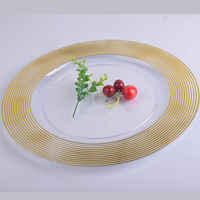 Vente en gros d'assiettes de présentation en or rose récif 13 pouces assiettes de mariage décoratives en verre écologique