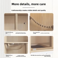 Villa pour chat en bois en gros avec fenêtre transparente en forme de capsule spatiale pour maison à chat d'intérieur à plusieurs niveaux avec espace pour litière