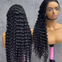 Pelucas de Cabello Humano Remy con Ondas Profundas Naturales, Pre-Desplumadas, 13x4, Sin Pegamento, de Encaje Completo, Cabello Vietnamita Virgen, Pelucas Frontales de Encaje HD