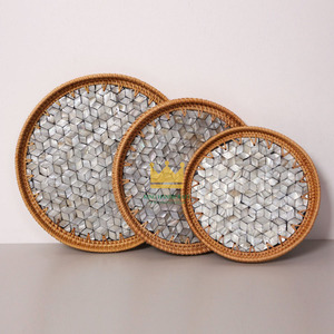 ถาดเสิร์ฟหวายสานมือผสมเปลือกหอย ดีไซน์สร้างสรรค์จากเวียดนาม ราคาโรงงาน - Product Image 4
