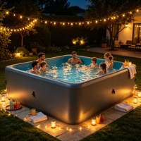 Piscine gonflable rectangulaire sur mesure en PVC robuste, grande piscine familiale extérieure, spa, vente en gros