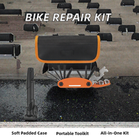 Kit de réparation de vélo, pompe à pneus manuelle, kit d'outils portable, gonfleur de voyage pour le camping, essentiels d'entretien, kit de sécurité tout-en-un