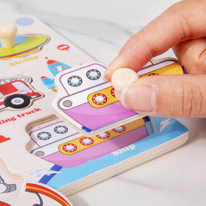 Luckykoo Planche d'association en bois avec poignées et boutons, pour l'apprentissage précoce de l'alphabet, puzzle de préhension pour enfants - Product Image 4