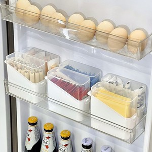 Fridge Organizer Storage Box With Flip Top Lid For Kitchen Refrigerator Side Door M Size Rectangle Shape Food Preservation - Product Image 1