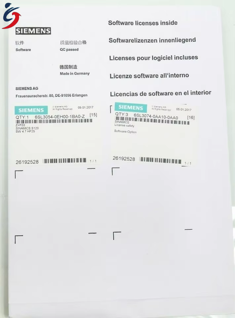 Brand New Software License 3x 6SL30740AA100AA0 1x 6SL30540EH001BA0Z