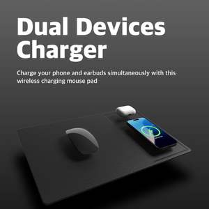 Alfombrilla de Carga Inalámbrica para Ratón de PC y Portátil, Accesorio de Oficina de Cuero PU de Carga Rápida, Gran Venta - Product Image 4