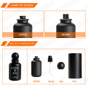 Botella de Perfume Vacía Redonda Negra Mate Personalizada de 30ml 50ml 100ml, Botella de Perfume de Vidrio con Caja de Embalaje y Tapa de Madera - Product Image 4