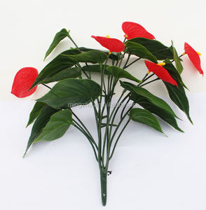 Feuilles artificielles rouges de faux Anthurium en PE <span class=keywords><strong>pour</strong></span> jardin vertical intérieur/extérieur, bouquet, utilisation par les paysagistes, fleurs, herbes, arbustes - Product Image 4