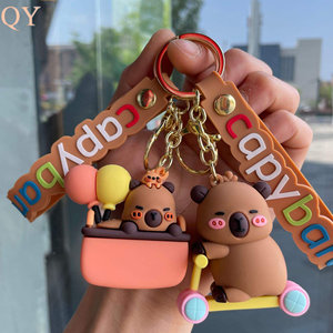 QY Capybara Keychain Cute 3D PVC Cartoon Animal Doll <b>Key</b> <b>Ring</b> Bag Charm <b>Car</b> <b>Key</b> Pendant Gift for Children - Product Image 4
