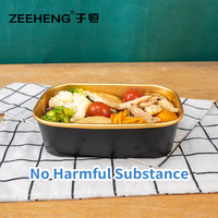Conteneur alimentaire rectangulaire jetable empilable noir imprimé pour plats à emporter – Vente en gros usine, emballage personnalisé