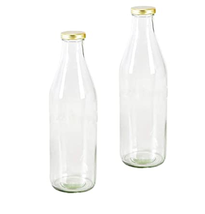 ขวดน้ำผลไม้แก้วใส ขนาด 250 มล. 500 มล. 1 ลิตร พร้อมฝาโลหะ - Product Image 3