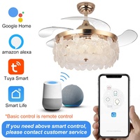 Ventilateurs de plafond LED modernes Y127, nouveau design créatif en forme de fleur, cristal avec télécommande, 110/220V, lumière décorative sans pales